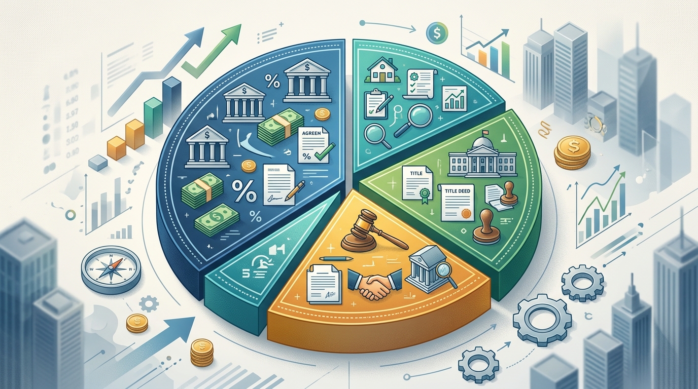 Pie chart illustrating the typical distribution of commercial real estate loan closing costs across different categories.