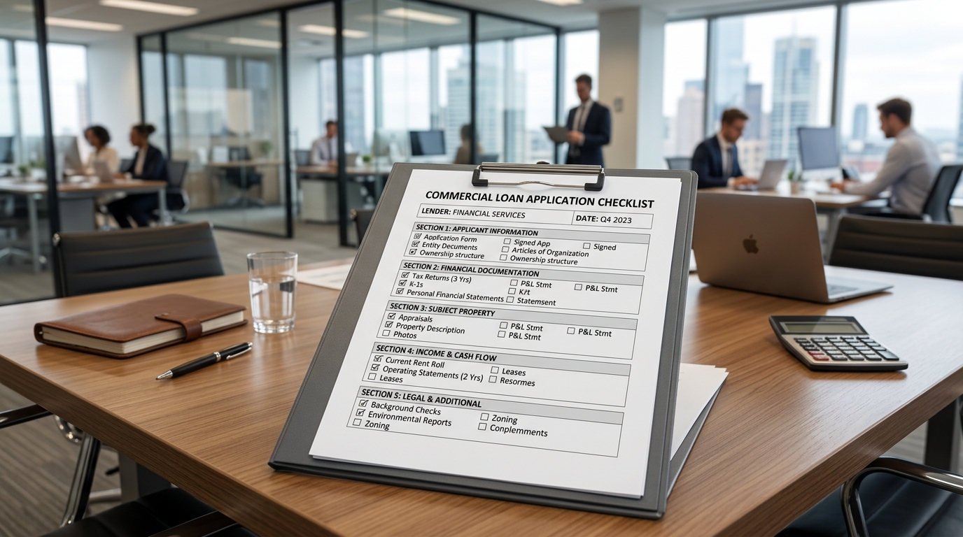 Checklist detailing commercial real estate loan requirements