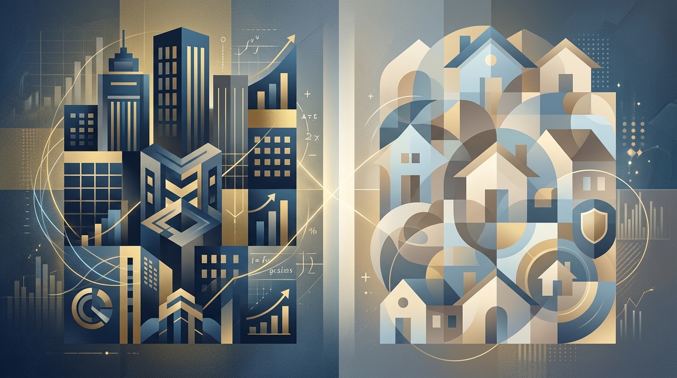 Visual comparison highlighting differences between commercial property mortgages and residential loans