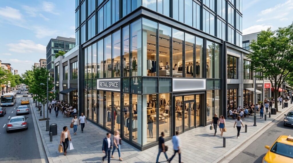 Modern retail property financed with a commercial building loan