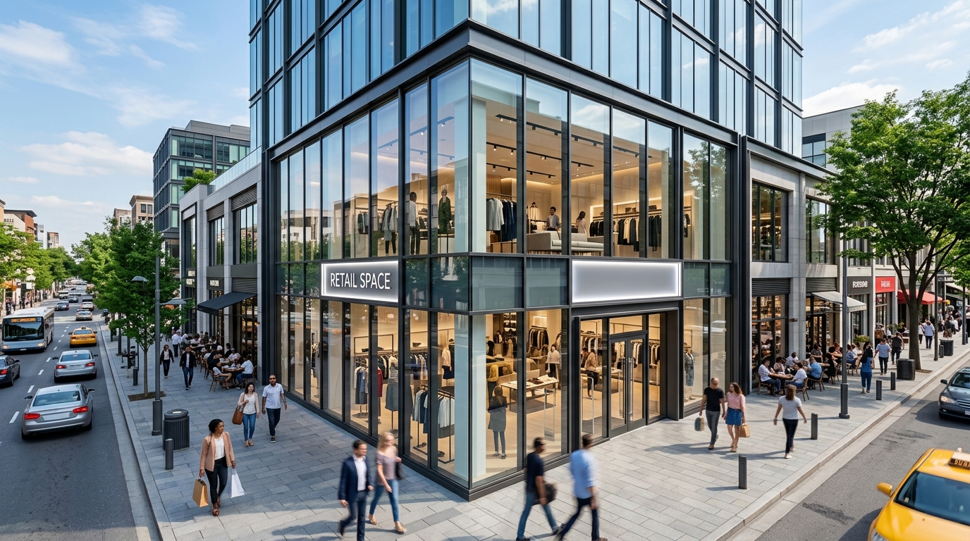 Modern retail property financed with a commercial building loan