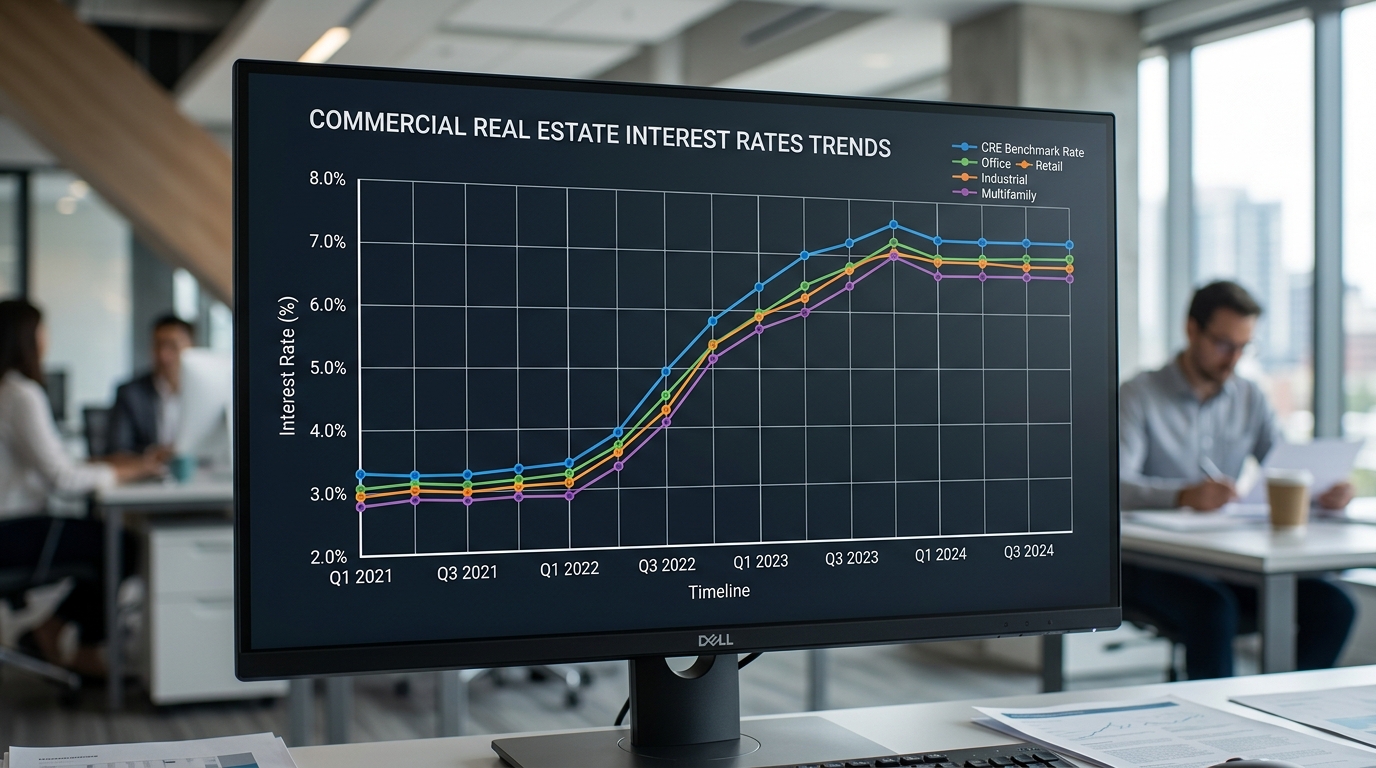 Graph displaying the current average interest rates for commercial real estate loans.