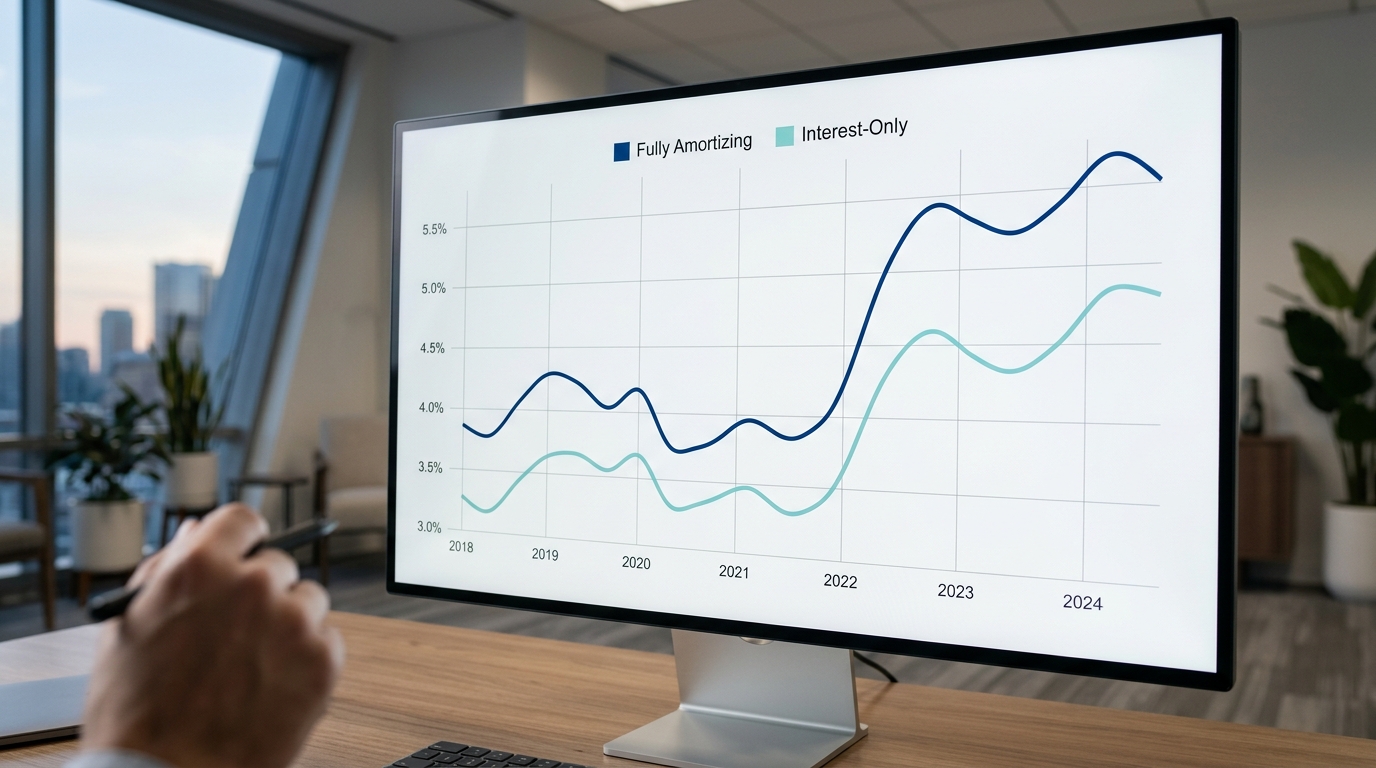 Graph comparing interest-only and fully amortizing commercial mortgage rates