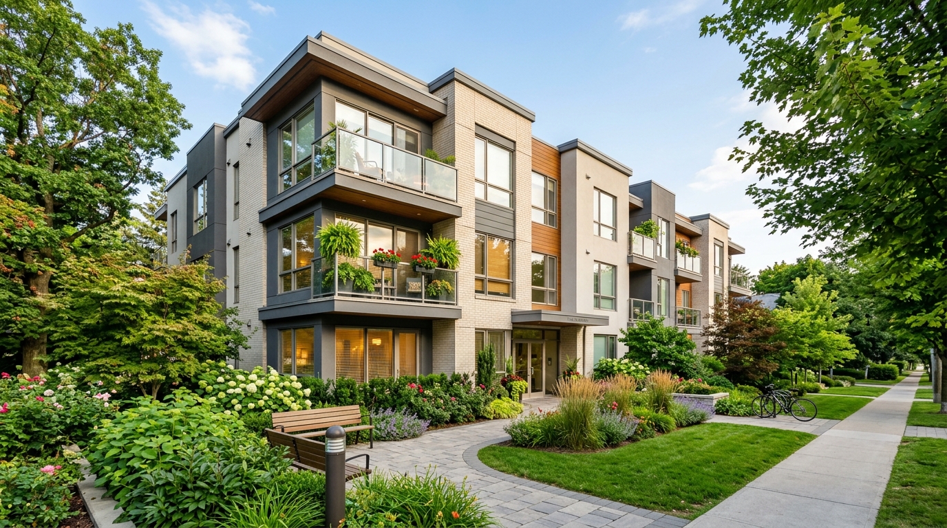 Exterior view of a modern apartment building, representing multifamily real estate financing.